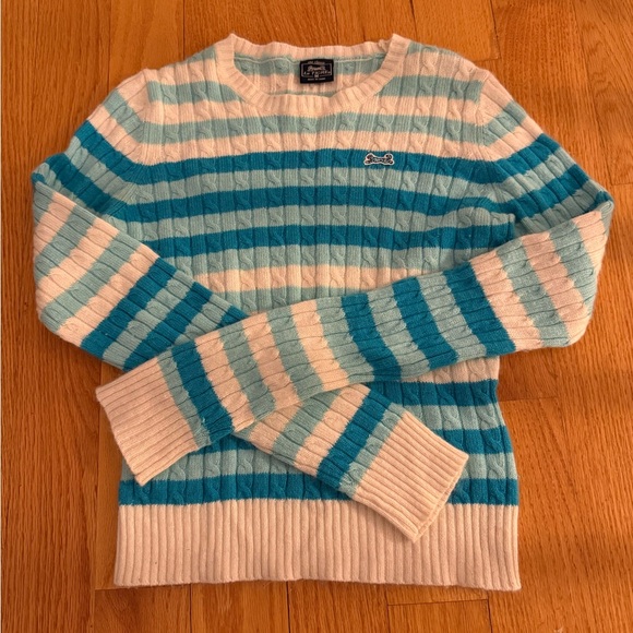 Le Tigre Striped Angora Blend Sweater - Blue and White, Size Medium - Picture 1 of 8